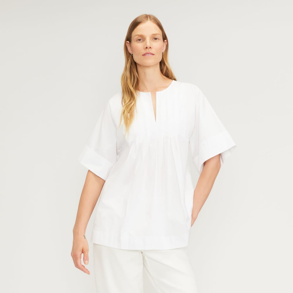 The Poplin Tunic in White — front view