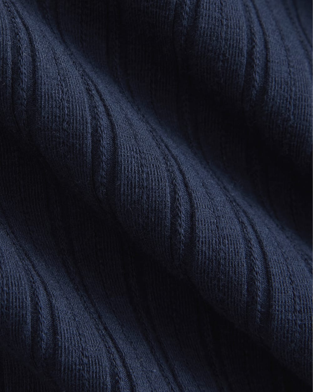 Scoop-Neck Tank in Pointelle in Deep Navy — detail view