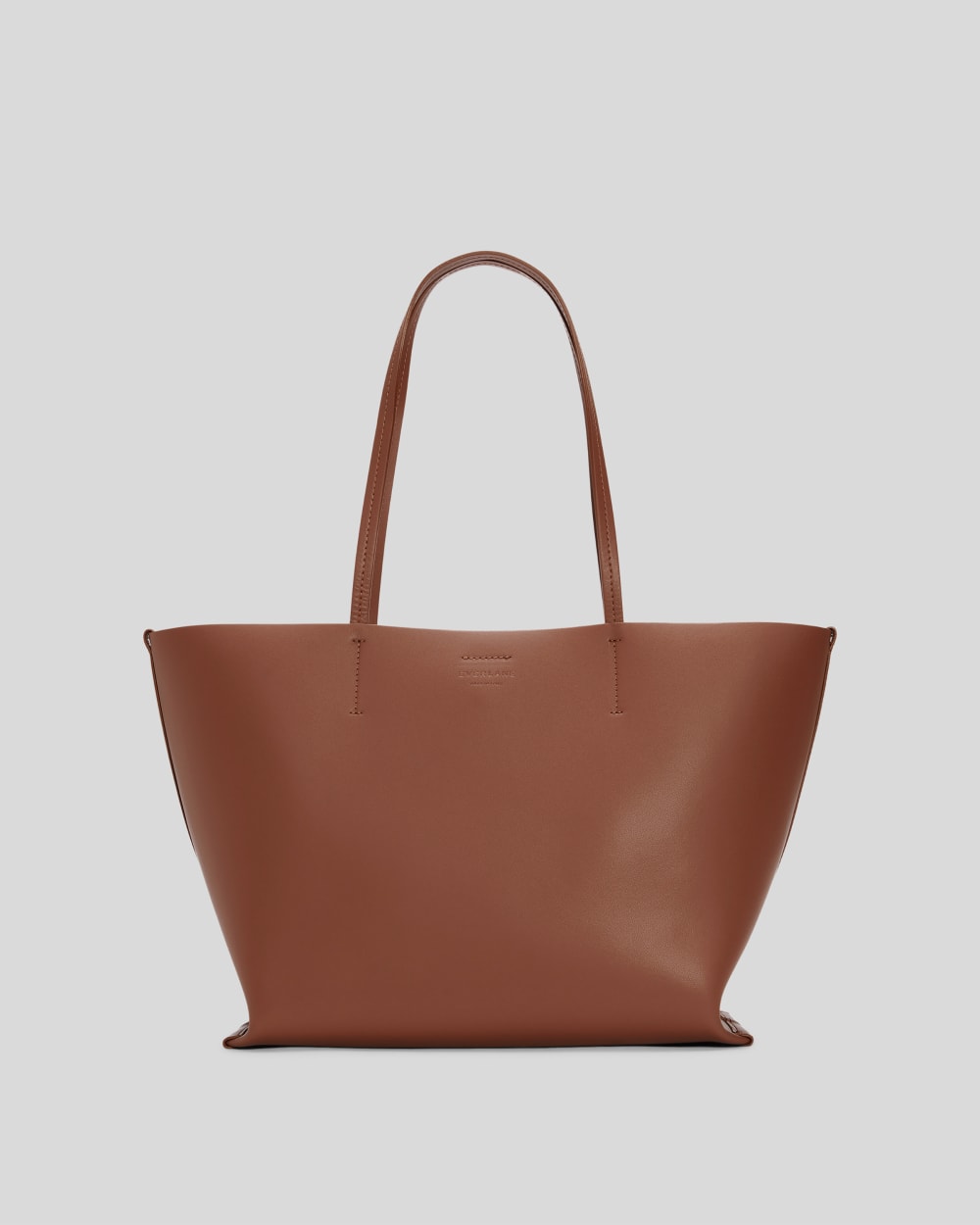 The Luxe Medium Italian Leather Tote in Cognac — front view