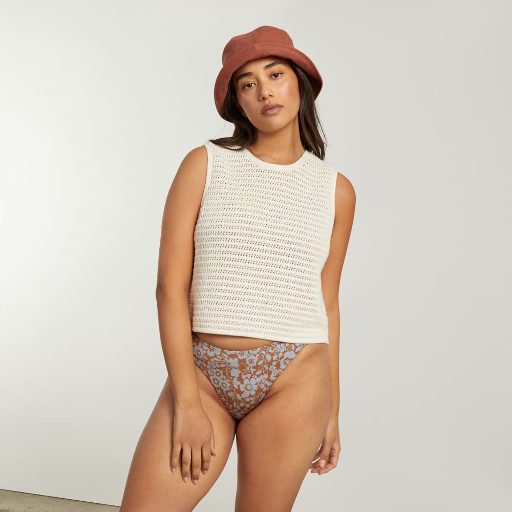 The Thigh-High Bikini Bottom in Honey Floral — detail view