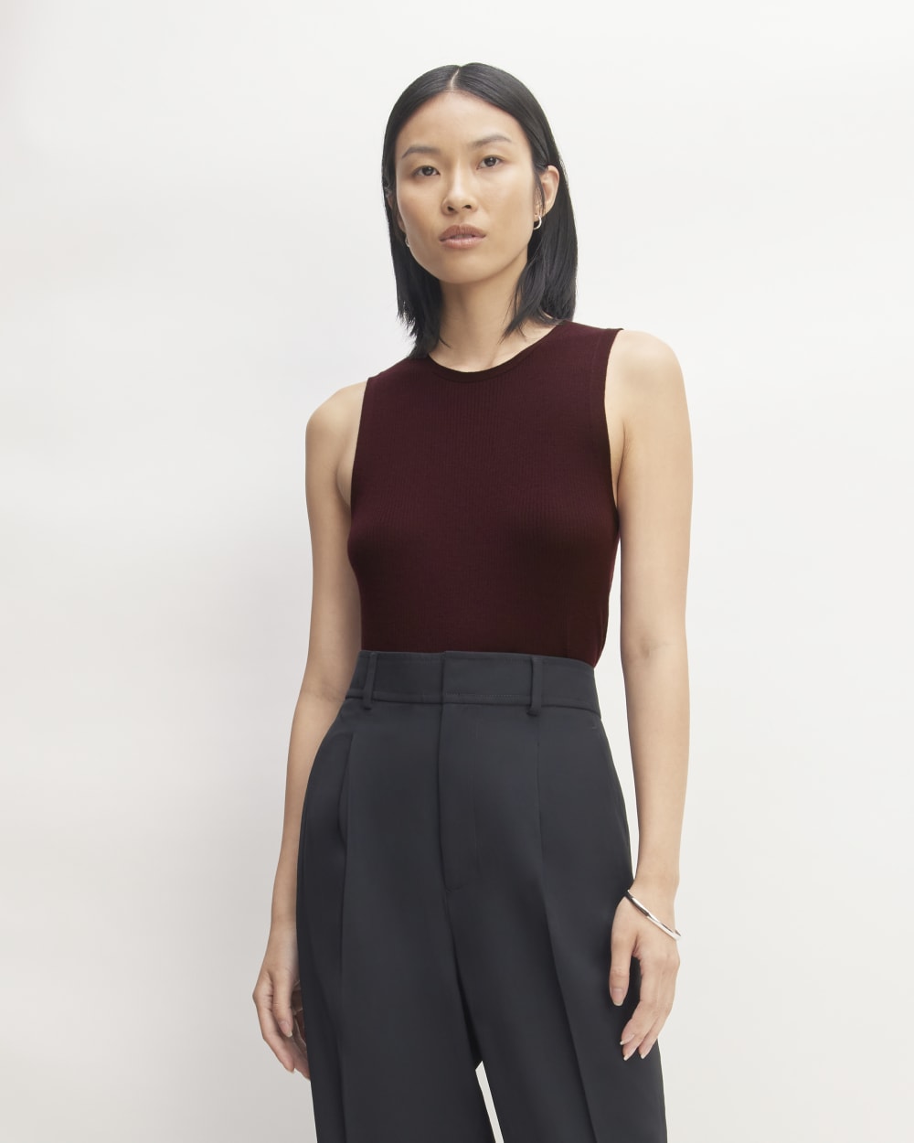The Tank in Ultrasoft Merino in Burgundy — front view