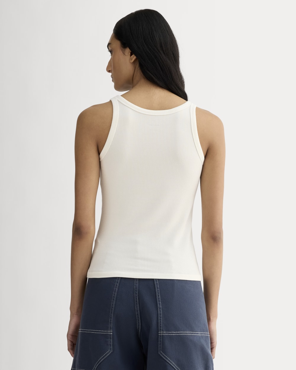 The Shimmy Scoop-Neck Tank in Bone — detail view