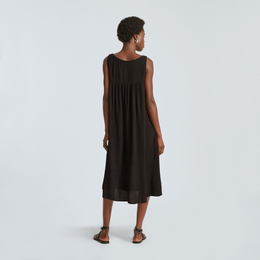The Naia™ Ripple Tank Dress in Black — detail view