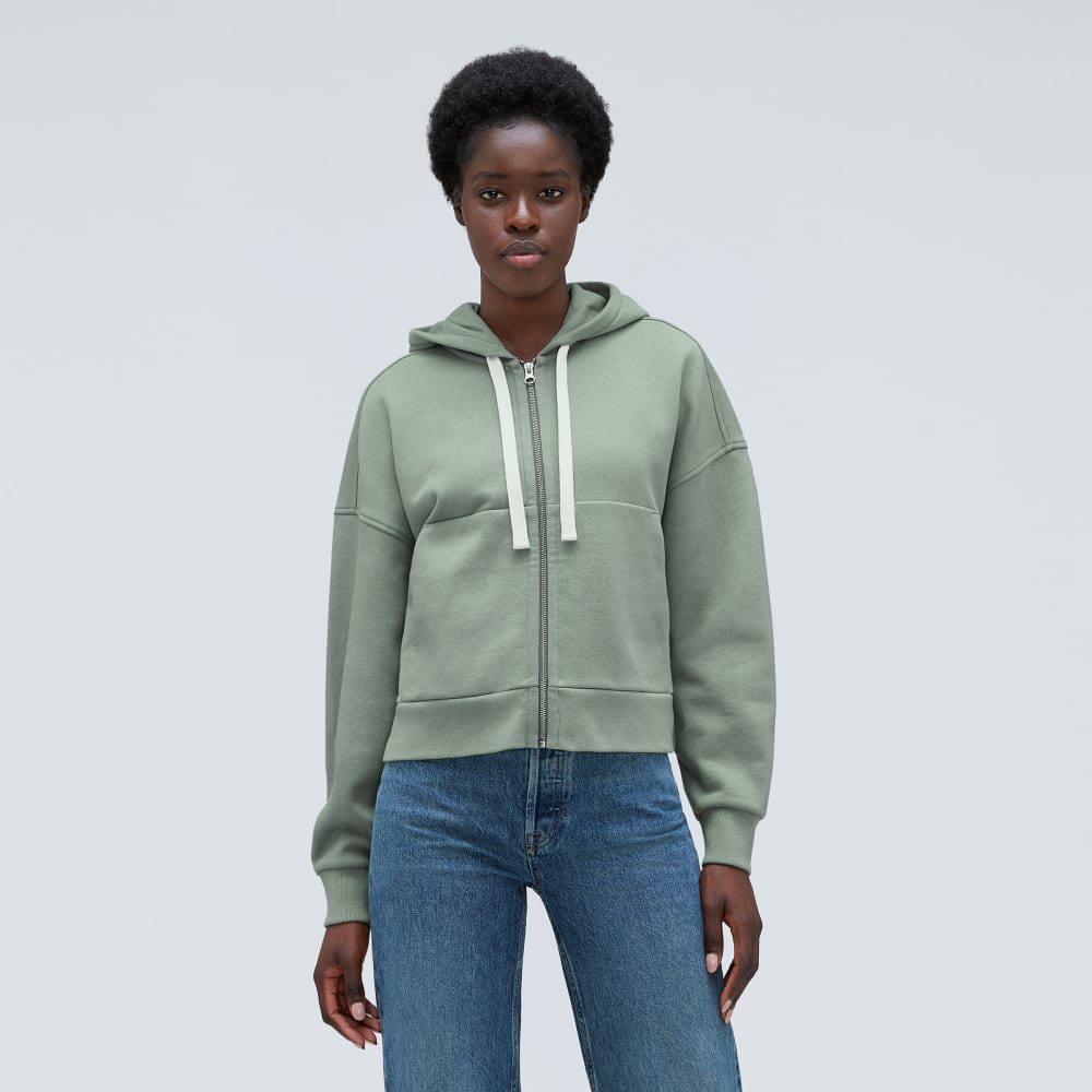 The Track Organic Cotton Hoodie in Lily Pad — alternate view