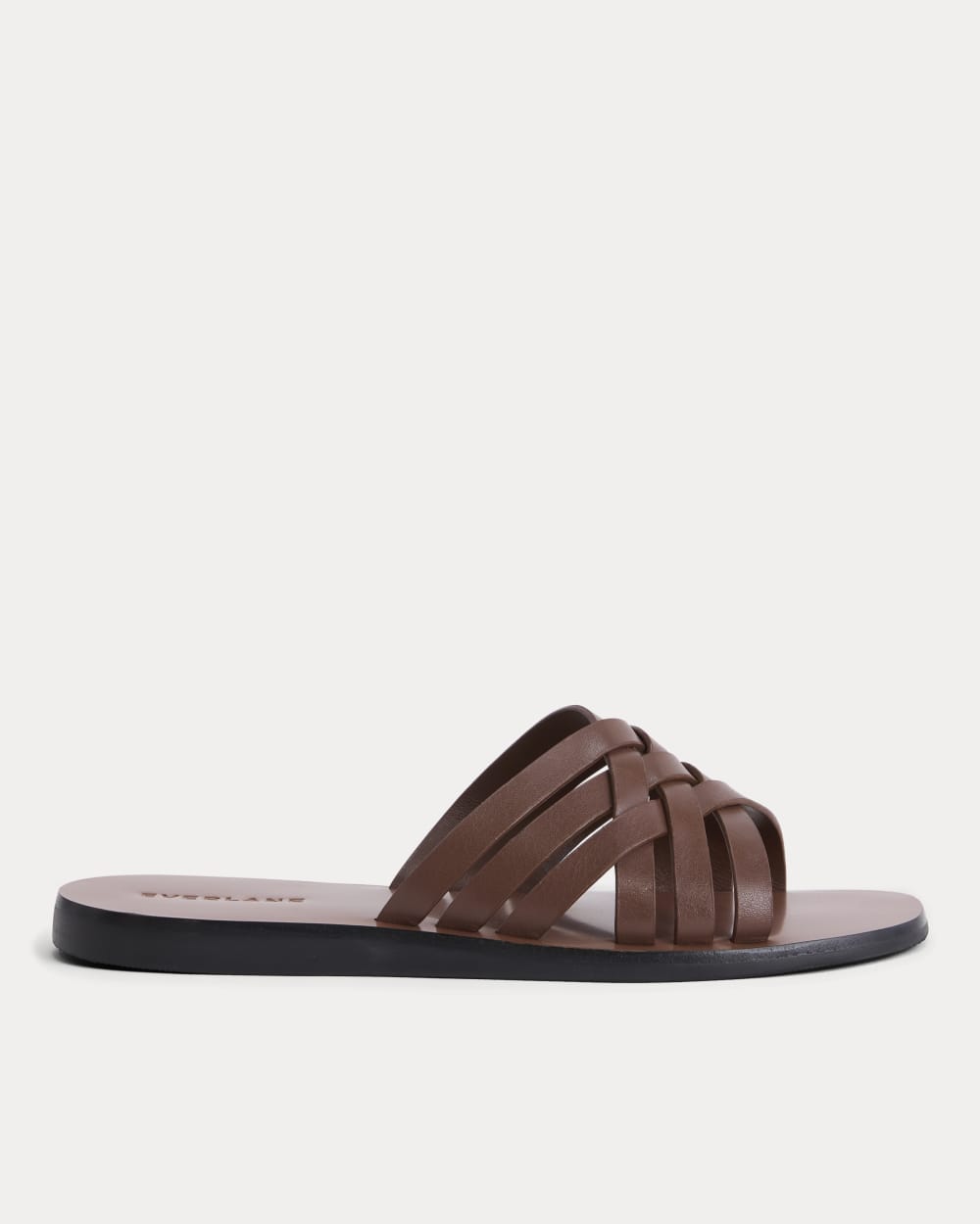 Leather Triple Crisscross Sandal in Rum — front view