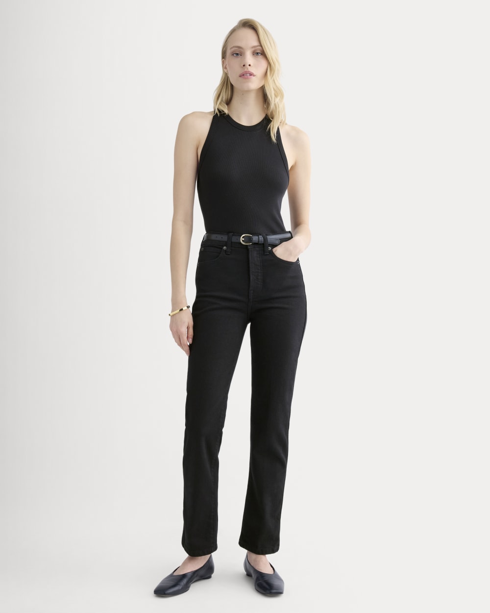 Luxe Rib Racerback Tank in Black — detail view