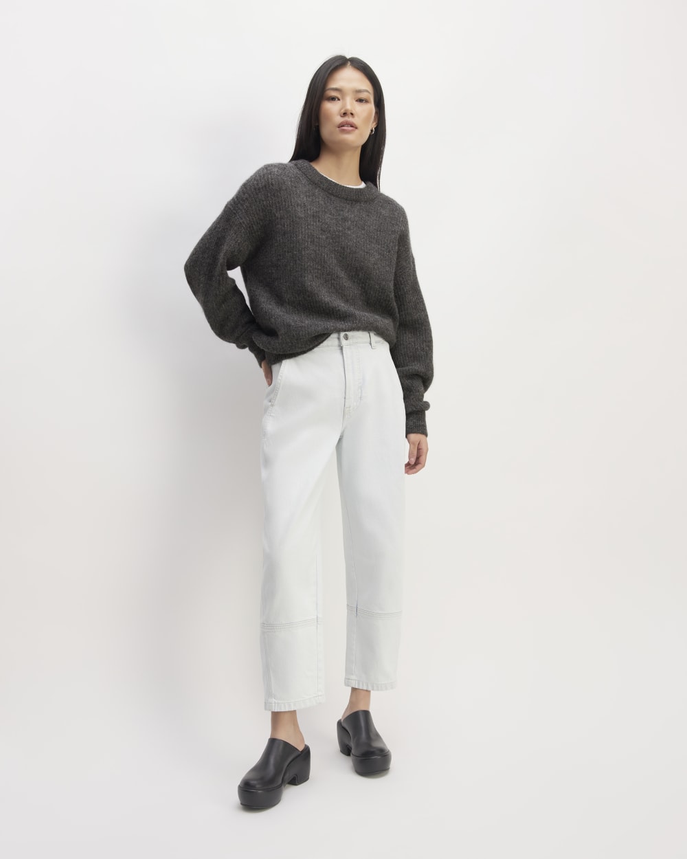 The Cocoon Crew in Alpaca in Heather Charcoal — detail view