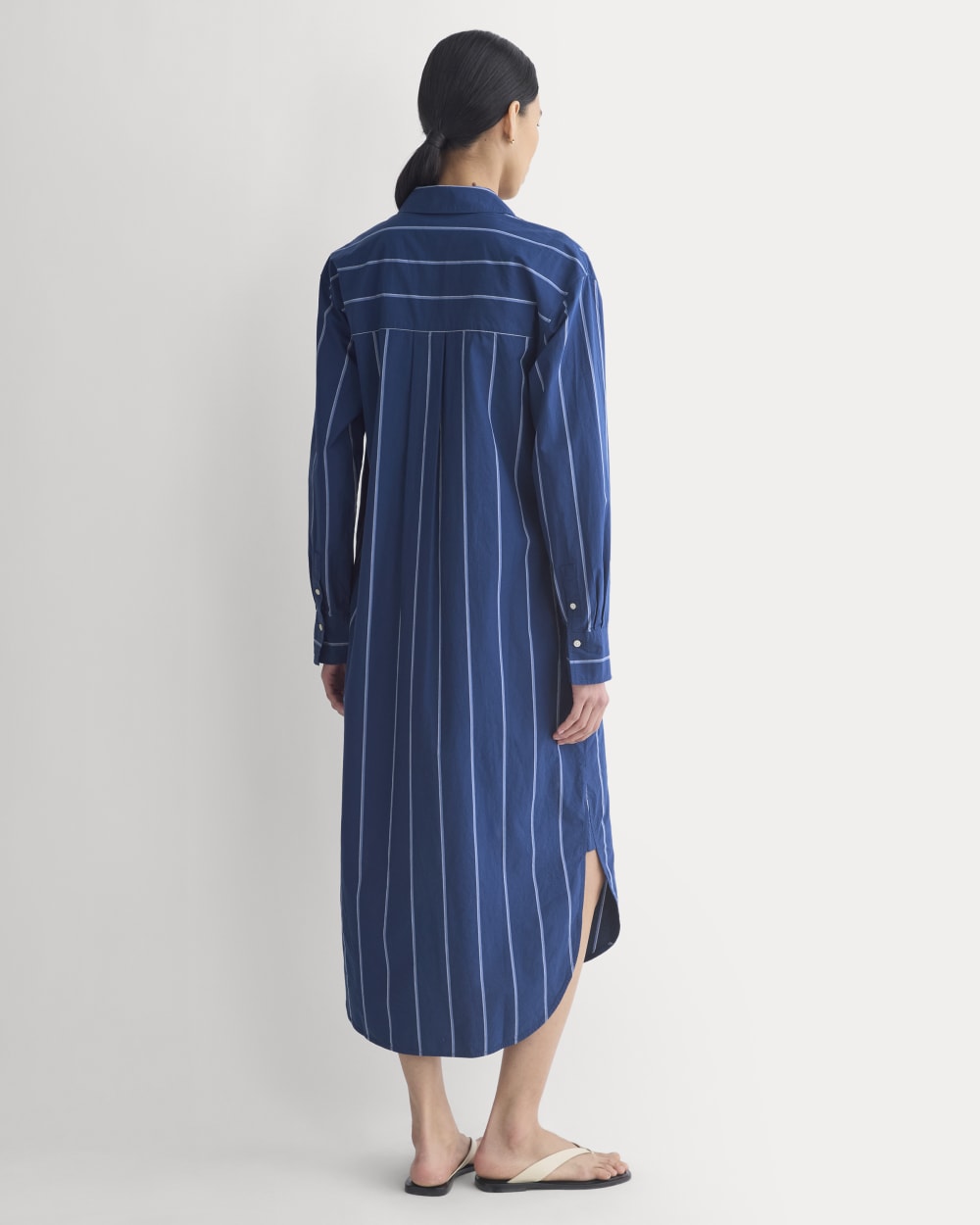 Midi Shirtdress in Ultrasoft Cotton in Estate Blue/Open Air/White — detail view