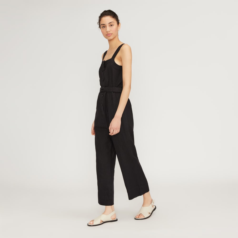 The Linen Jumpsuit in Black — detail view