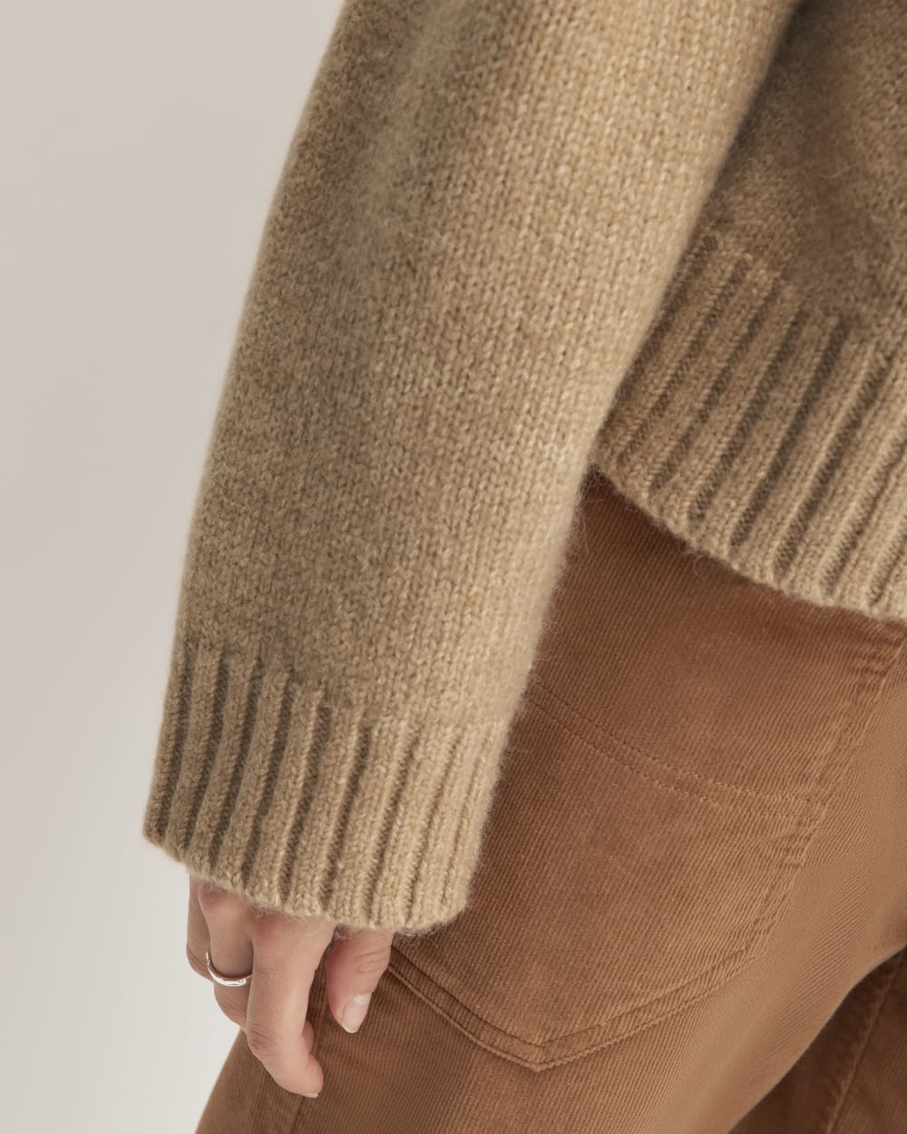 The Cloud Oversized Turtleneck in Tiger's Eye — detail view