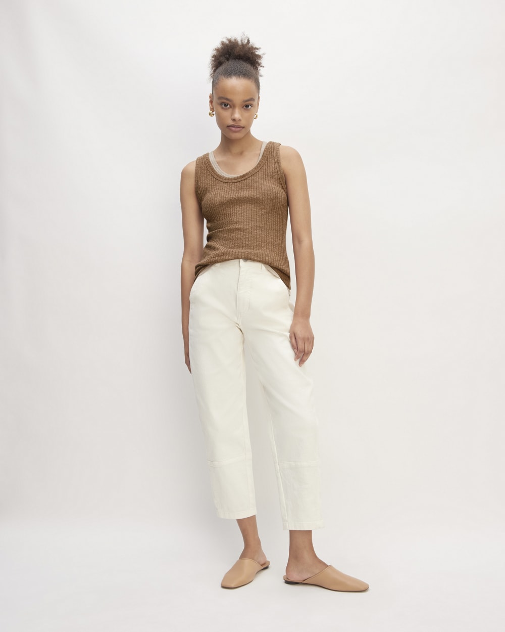The Cozy Rib Tank in Carob Brown — detail view