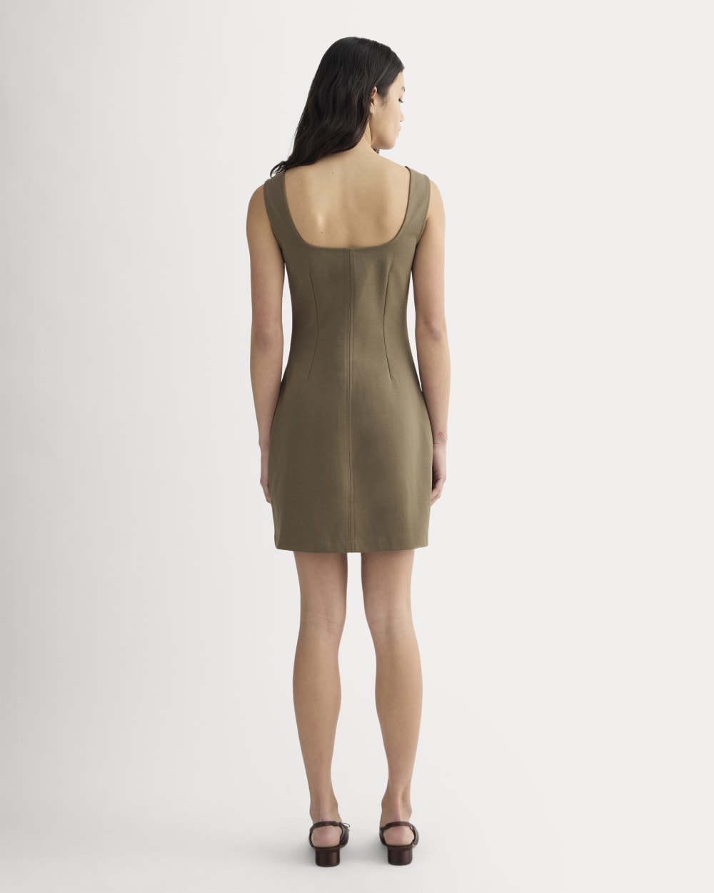 The Dream Square-Neck Dress in Deep Taupe — detail view