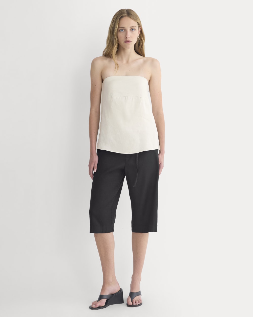 Tube Top in Stretch Linen in Birch — alternate view