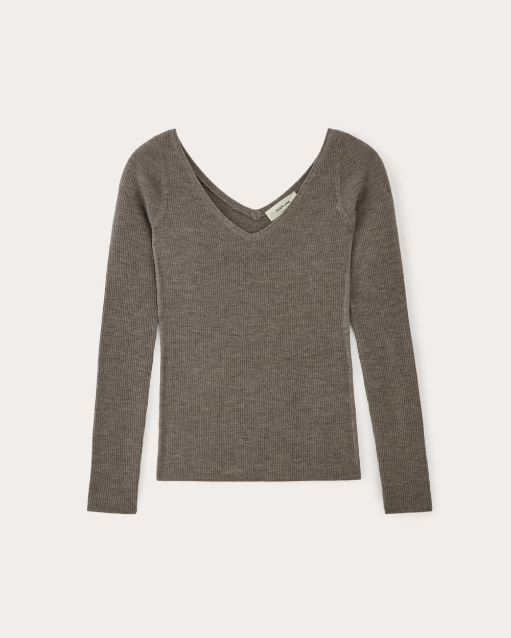 The Off-Shoulder Top in Ultrasoft Merino in Heather Cocoa — alternate view