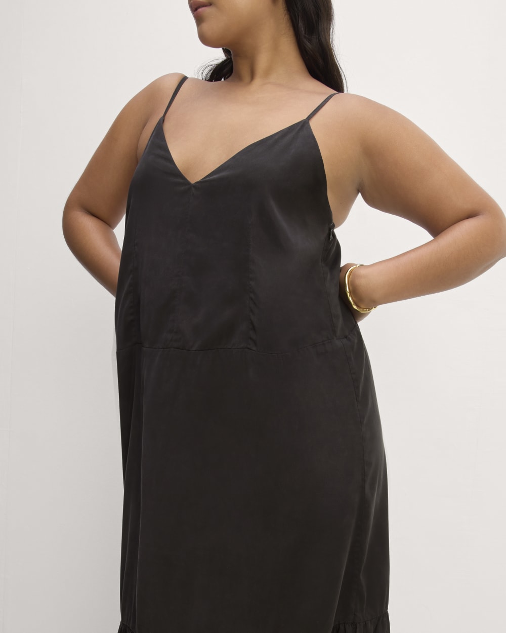 The Long Weekend Dress in Butterlite in Black — detail view