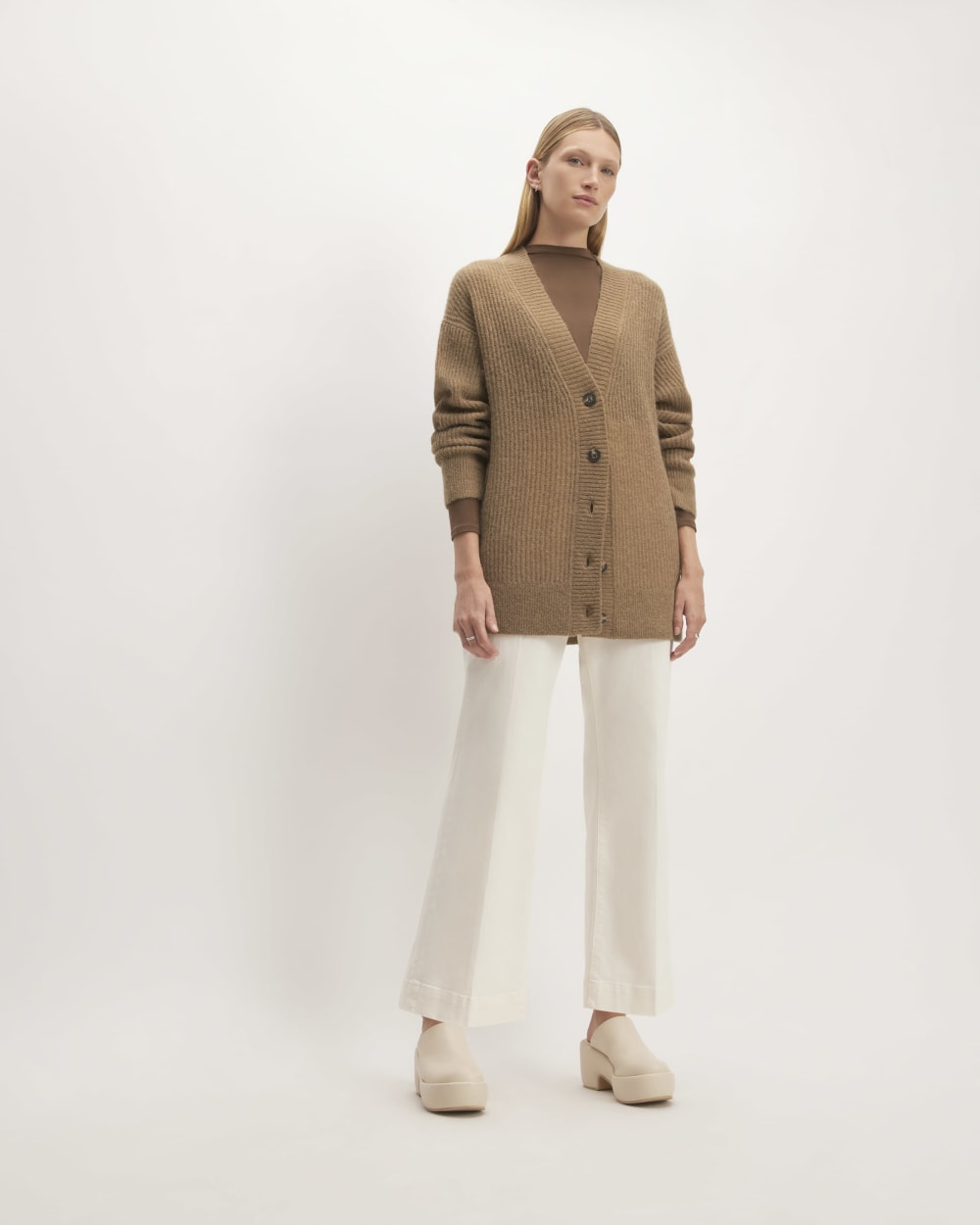 The Alpaca Oversized Cardigan in Tiger's Eye — detail view