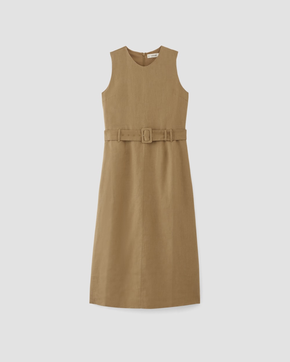 The Linen Belted Midi Dress in Tiger's Eye — alternate view