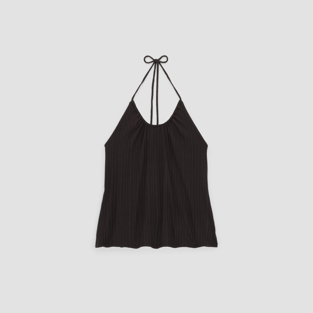 The Rib Soft Knit Halter Top in Black — alternate view