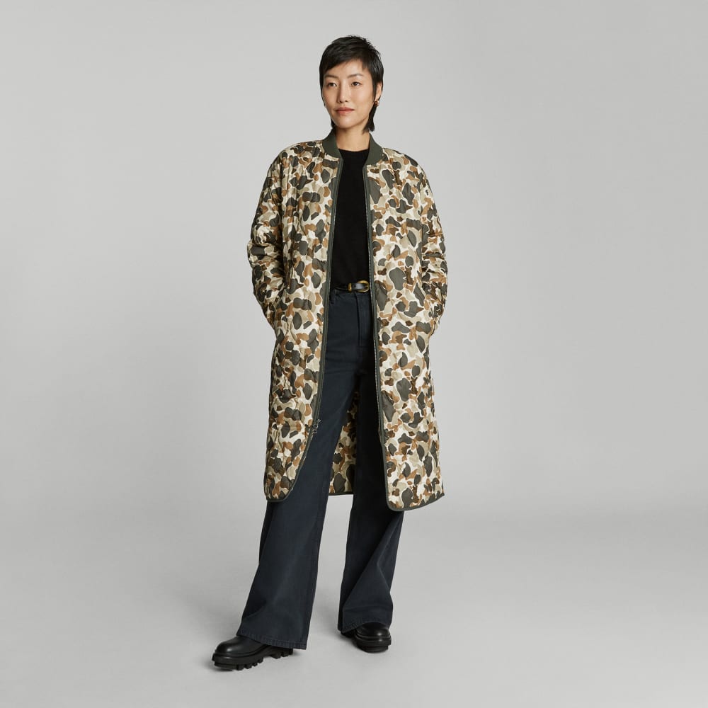 The ReNew Long Liner in Biscotti Camo — front view