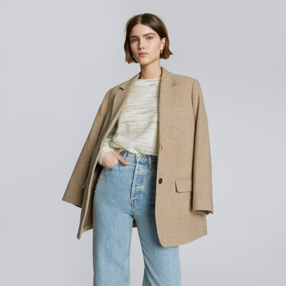 The Cocoon Crew in Alpaca in Light Grey Heather — detail view