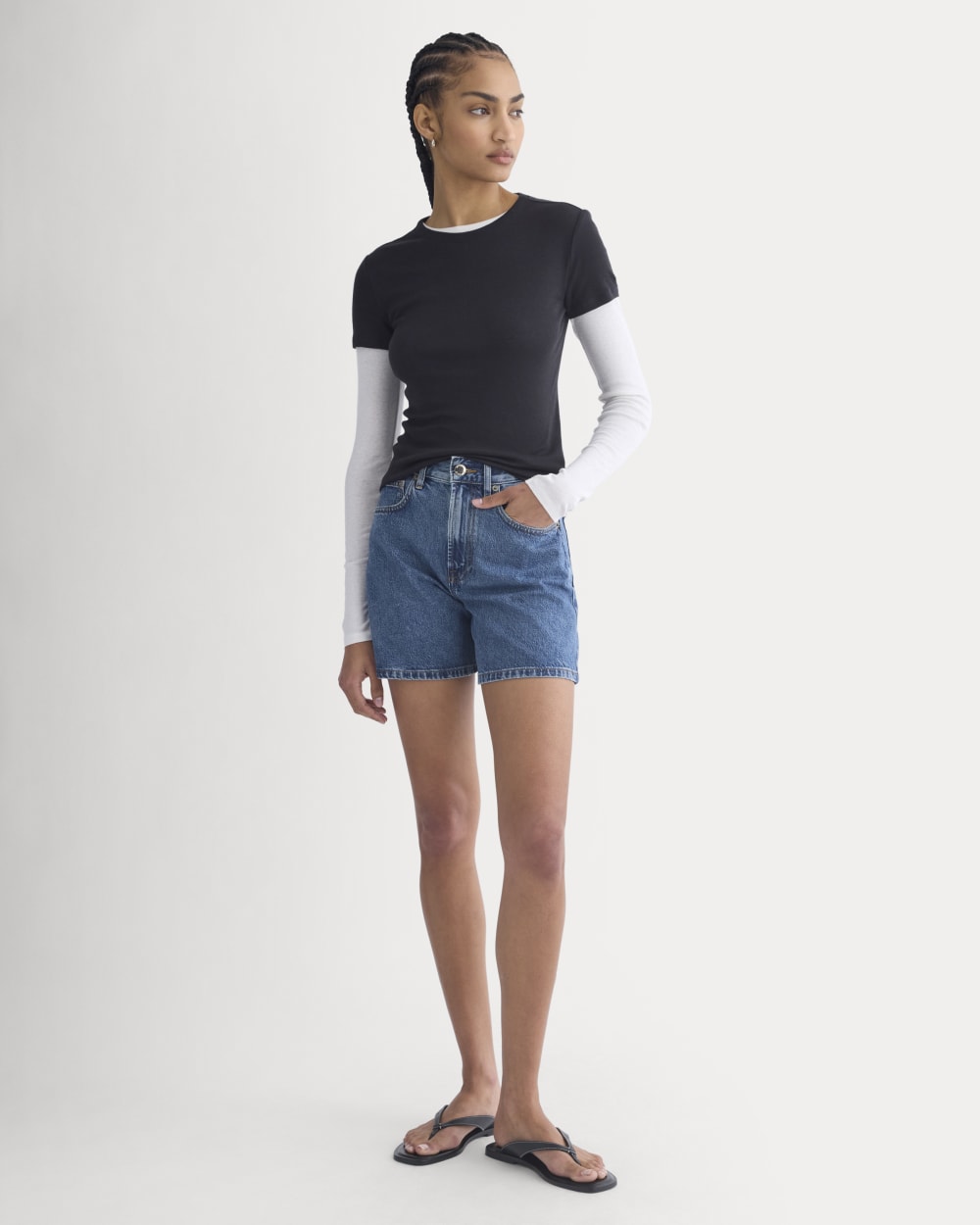 Way-High® A-Line Denim Short in Ocean — detail view