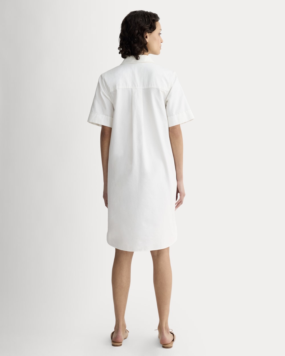 The Oxford Short-Sleeve Shirt Dress in White — detail view
