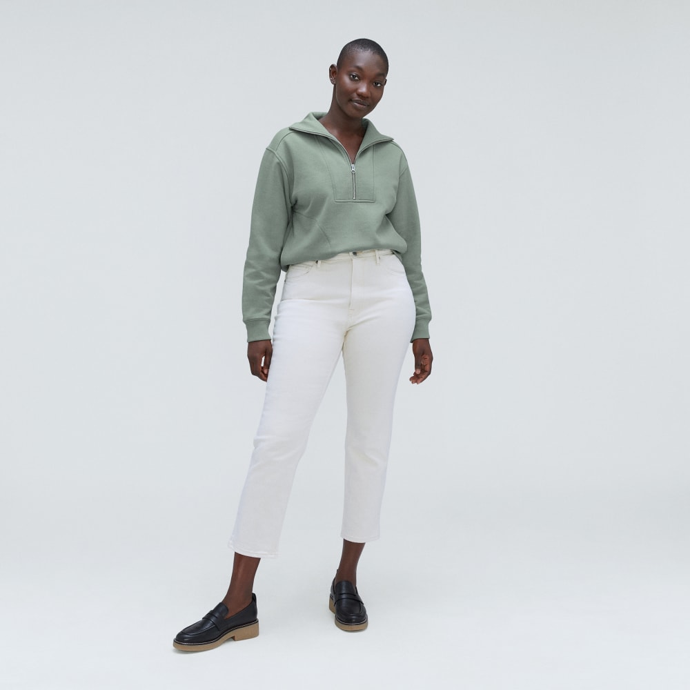 The Track Half-Zip in Lily Pad — detail view