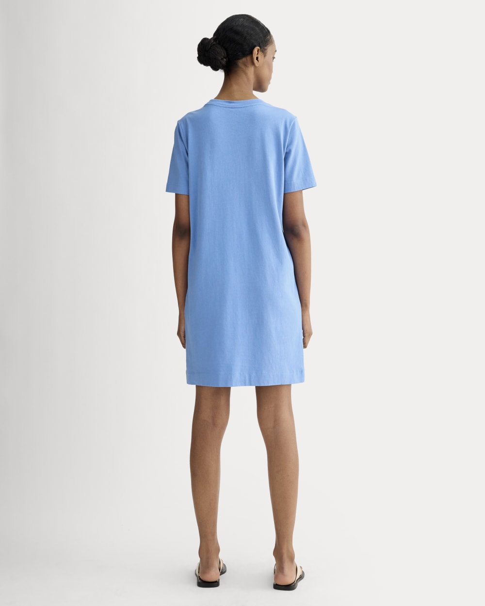 The Organic Cotton Weekend Tee Dress in Blue Opal — detail view