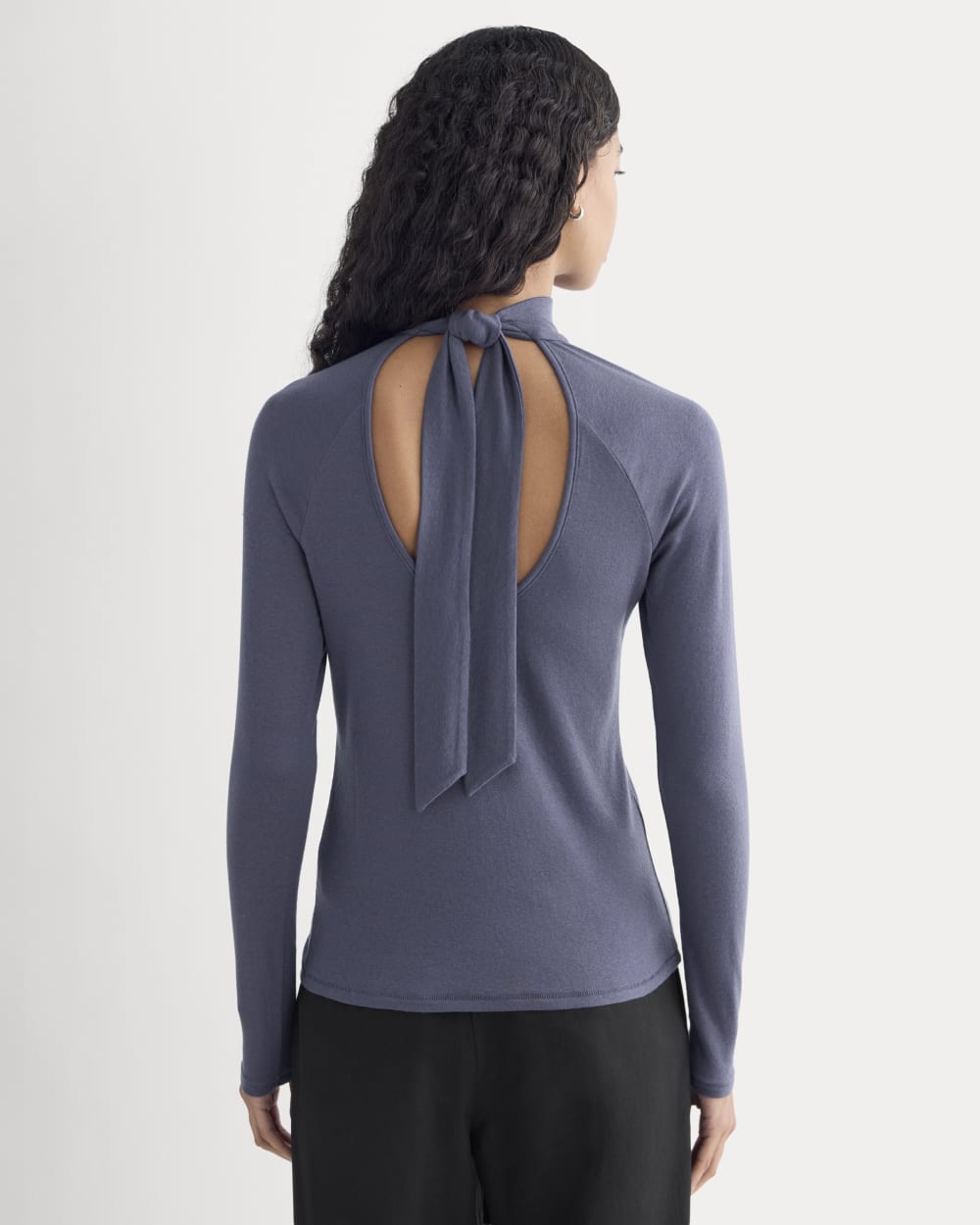 Tie-Neck Top in Butterluxe in Graystone — detail view