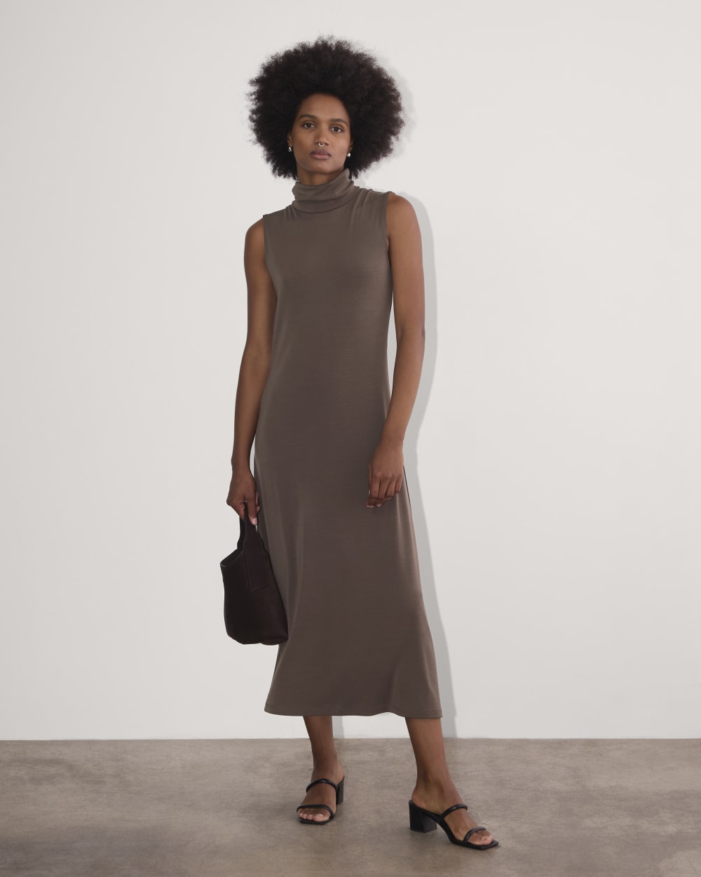 The Madison Dress in Butterknit in Espresso — front view