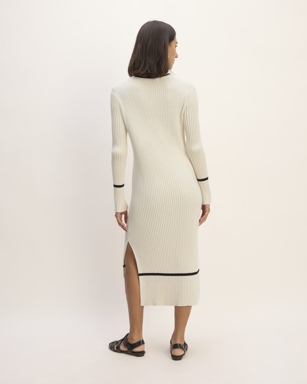 The Cotton Wide Rib Midi Dress in Canvas — detail view