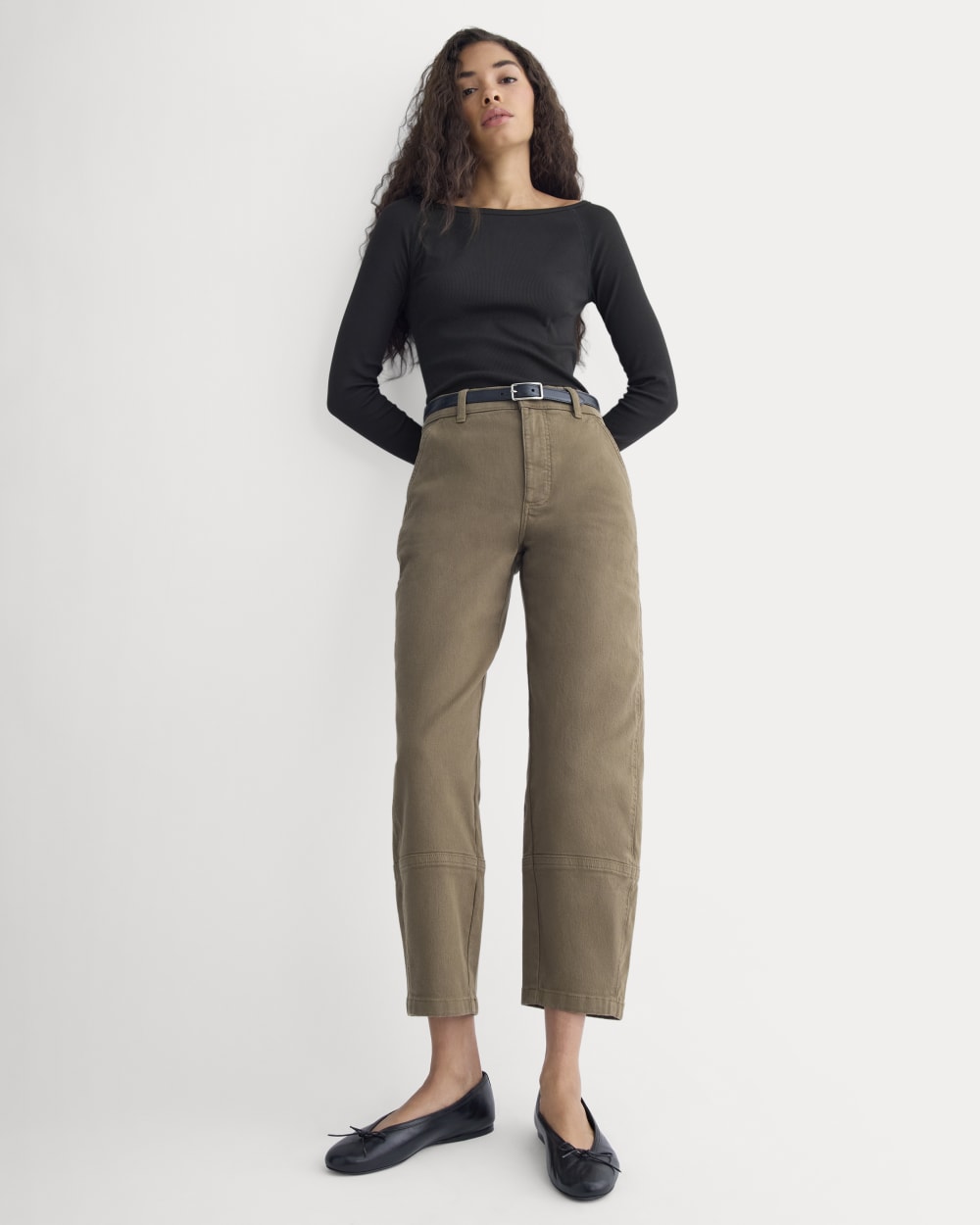 The Utility Barrel Pant in Beech — detail view
