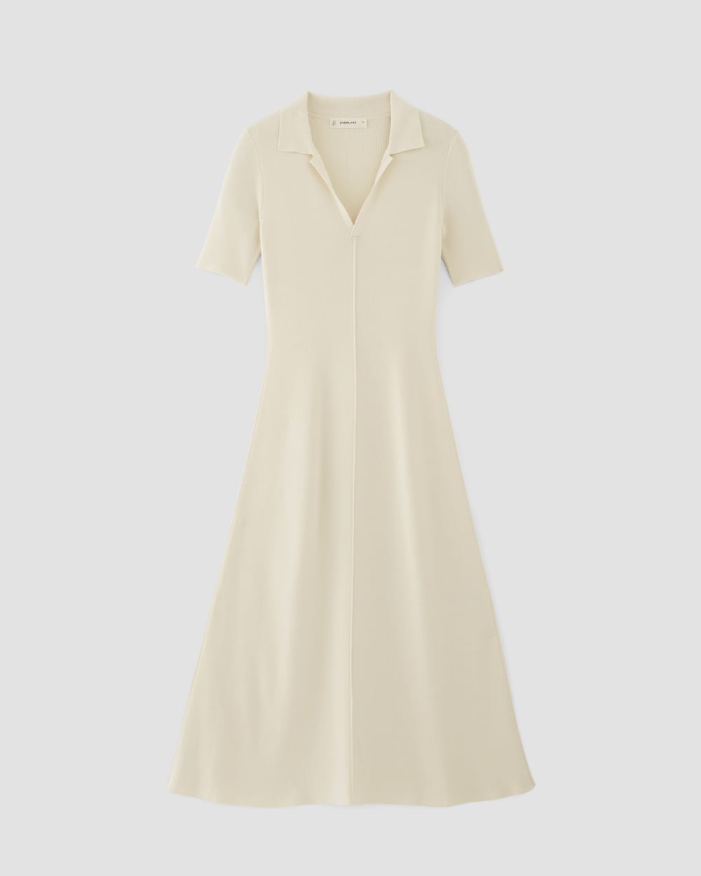 The Viscose Knit Polo Midi Dress in Beige — alternate view