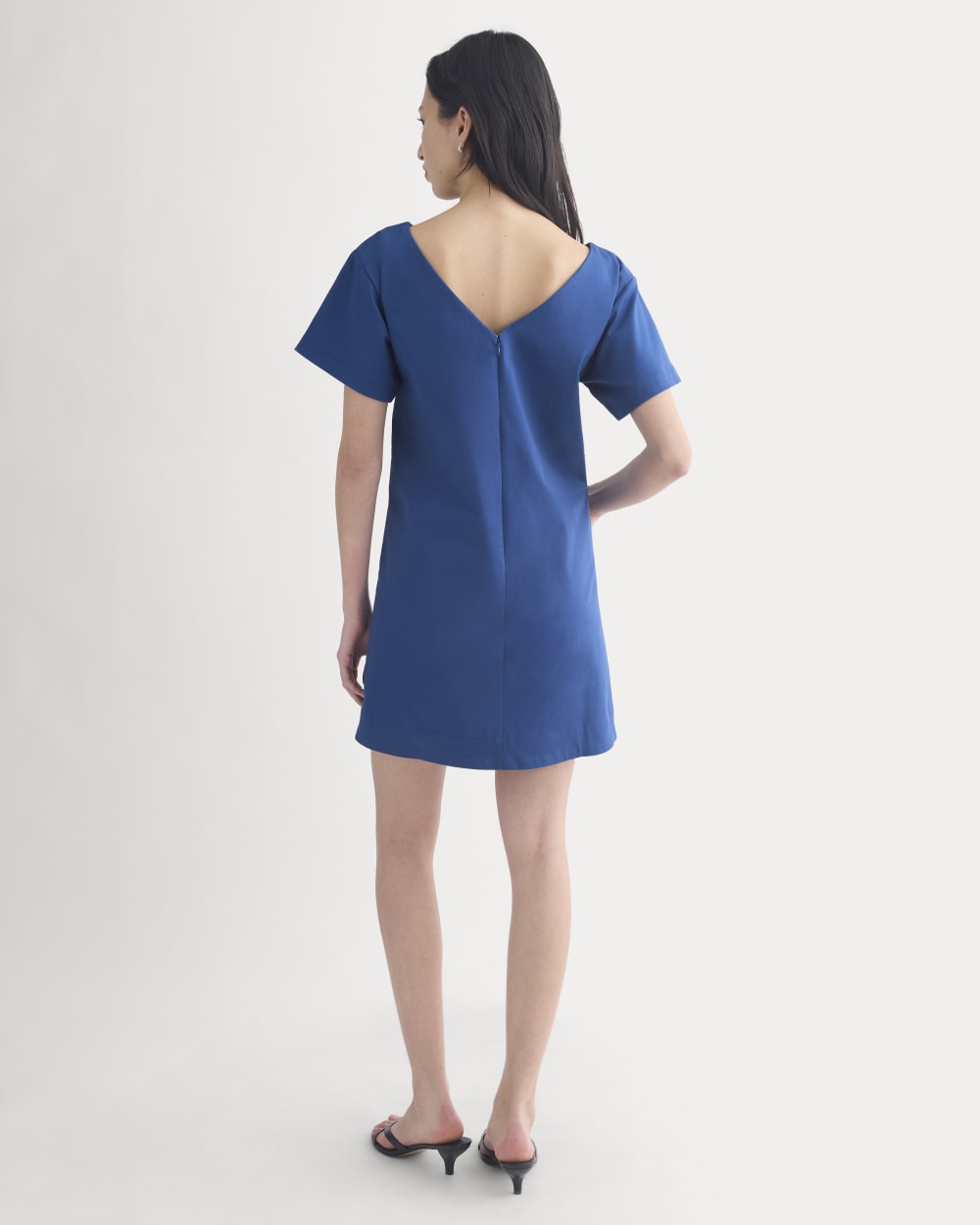 Boatneck Mini Dress in Estate Blue — detail view