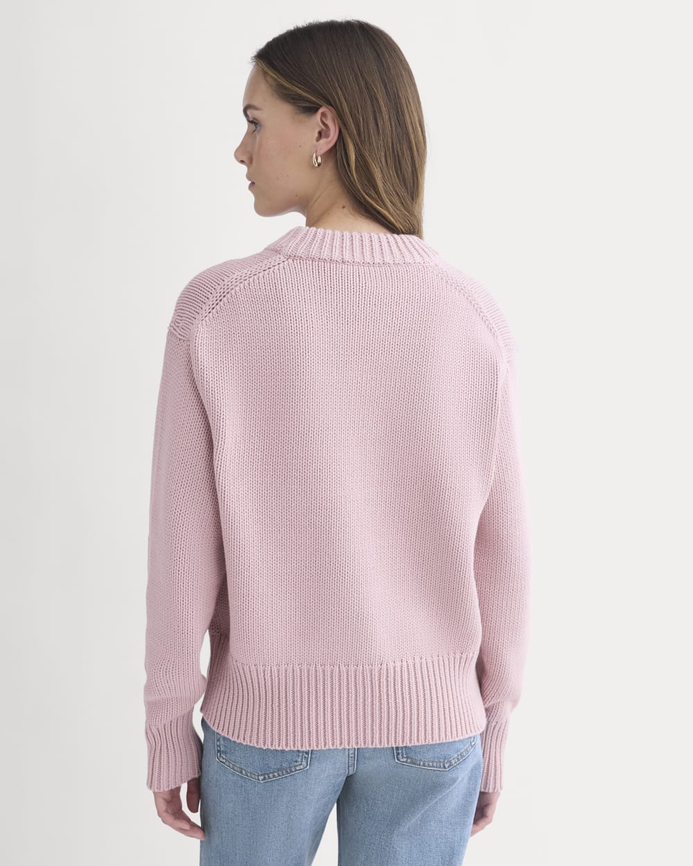 Oversized Cocoon Crew in Elevated Cotton in Burnished Lilac — detail view