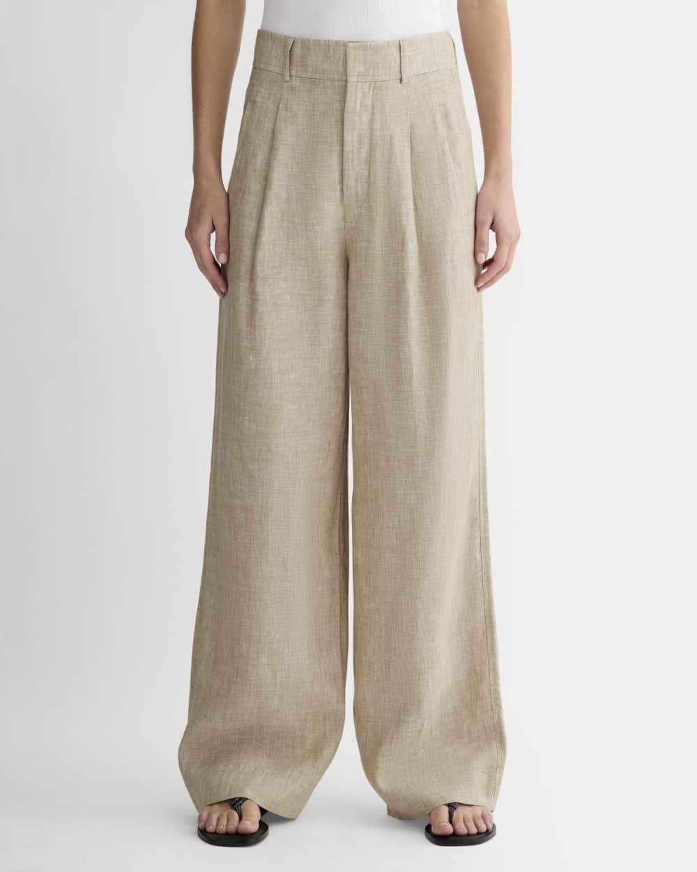 The Linen Way-High® Drape Pant in Cornstalk Chambray — detail view