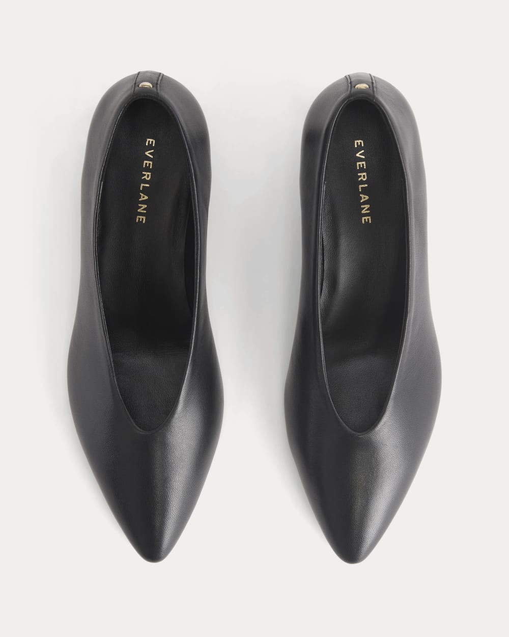 Made in Italy Almond-Toe Pump in Black Leather — detail view