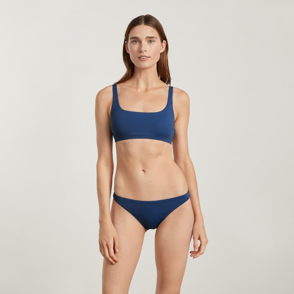 The Square-Neck Bikini Top in Blue Dusk — detail view