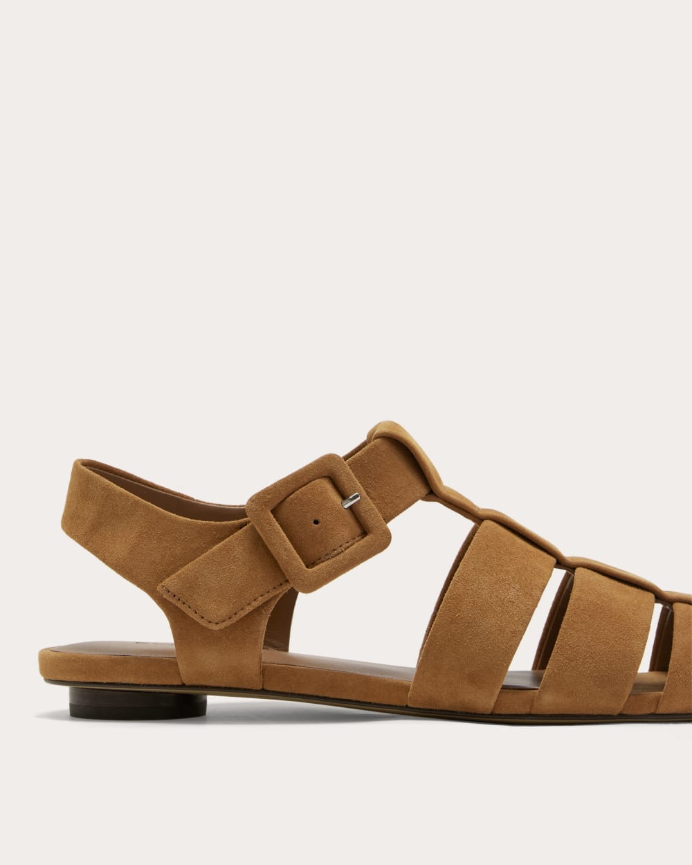 The Day Fisherman Sandal in Saddle Brown Suede — detail view
