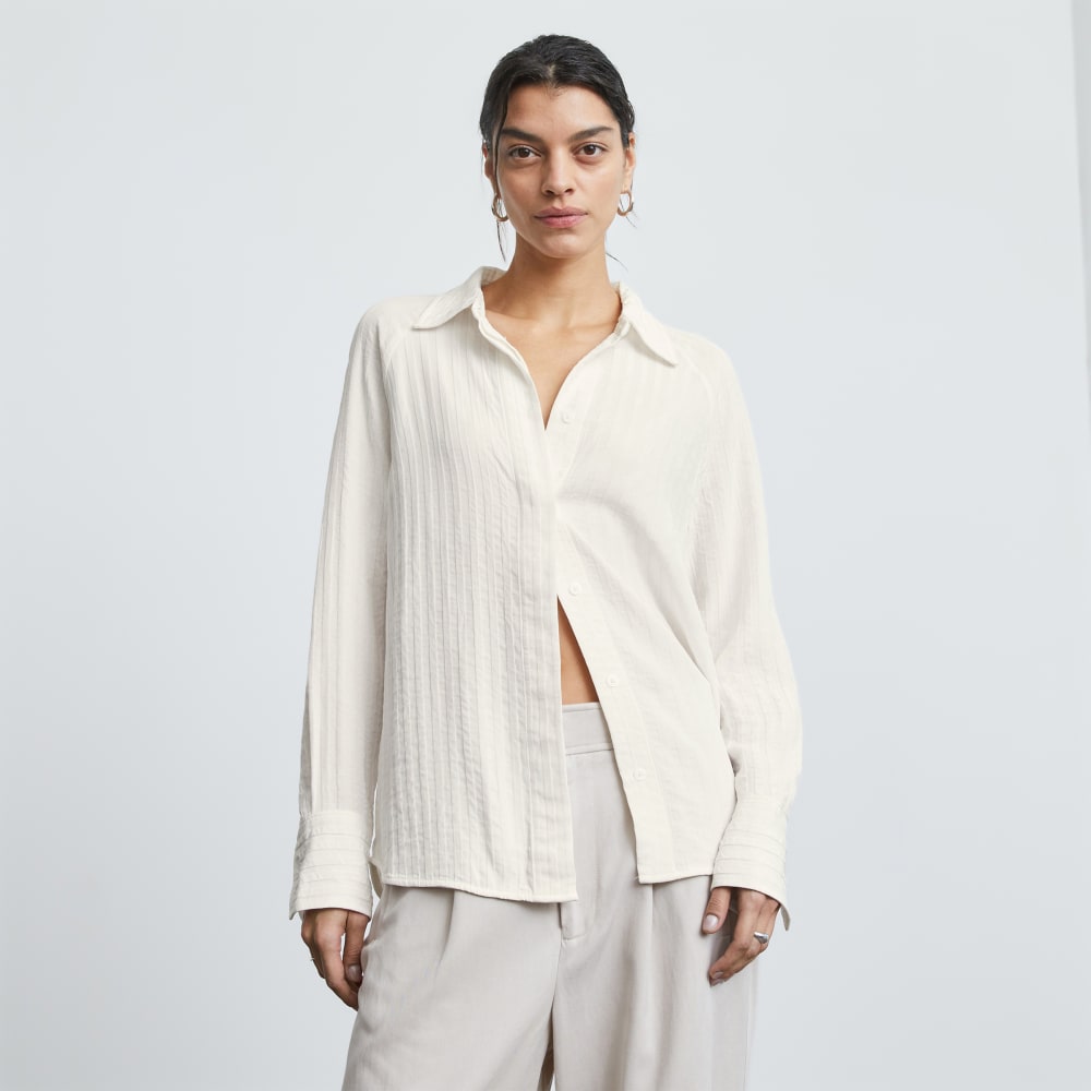 The City Stripe Shirt in Bone — front view