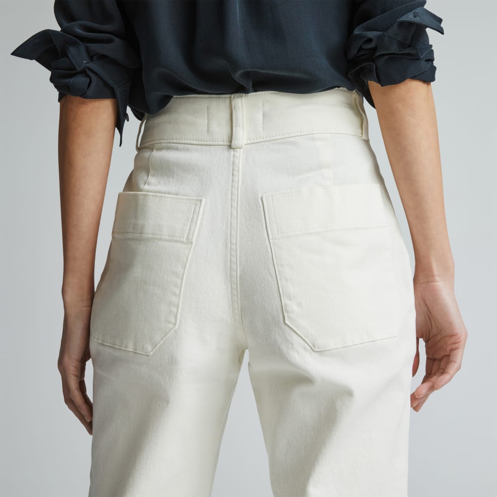 The Organic Straight-Leg Pant in Bone — detail view