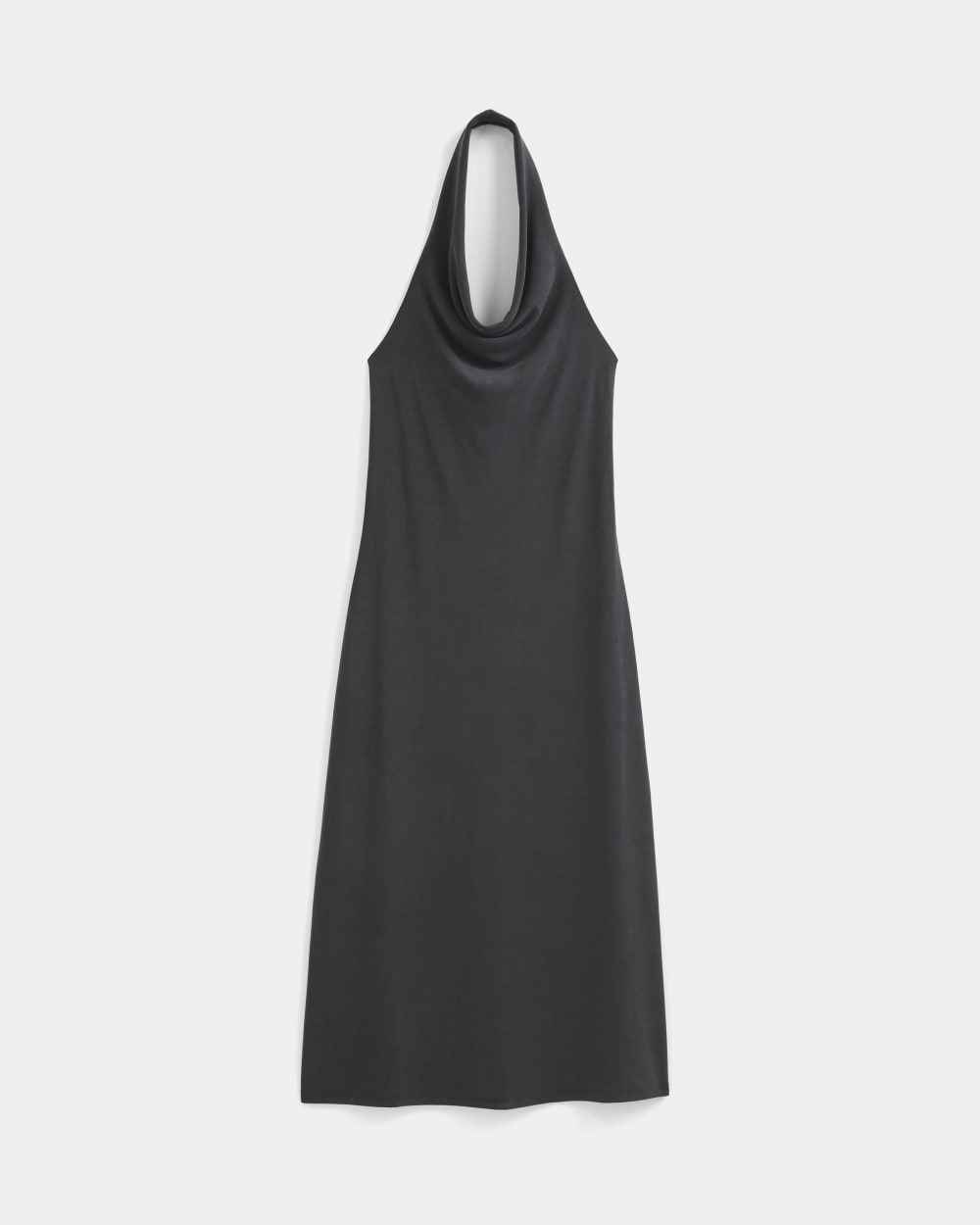 Cowlneck Halter Dress in Butterknit in Black — alternate view