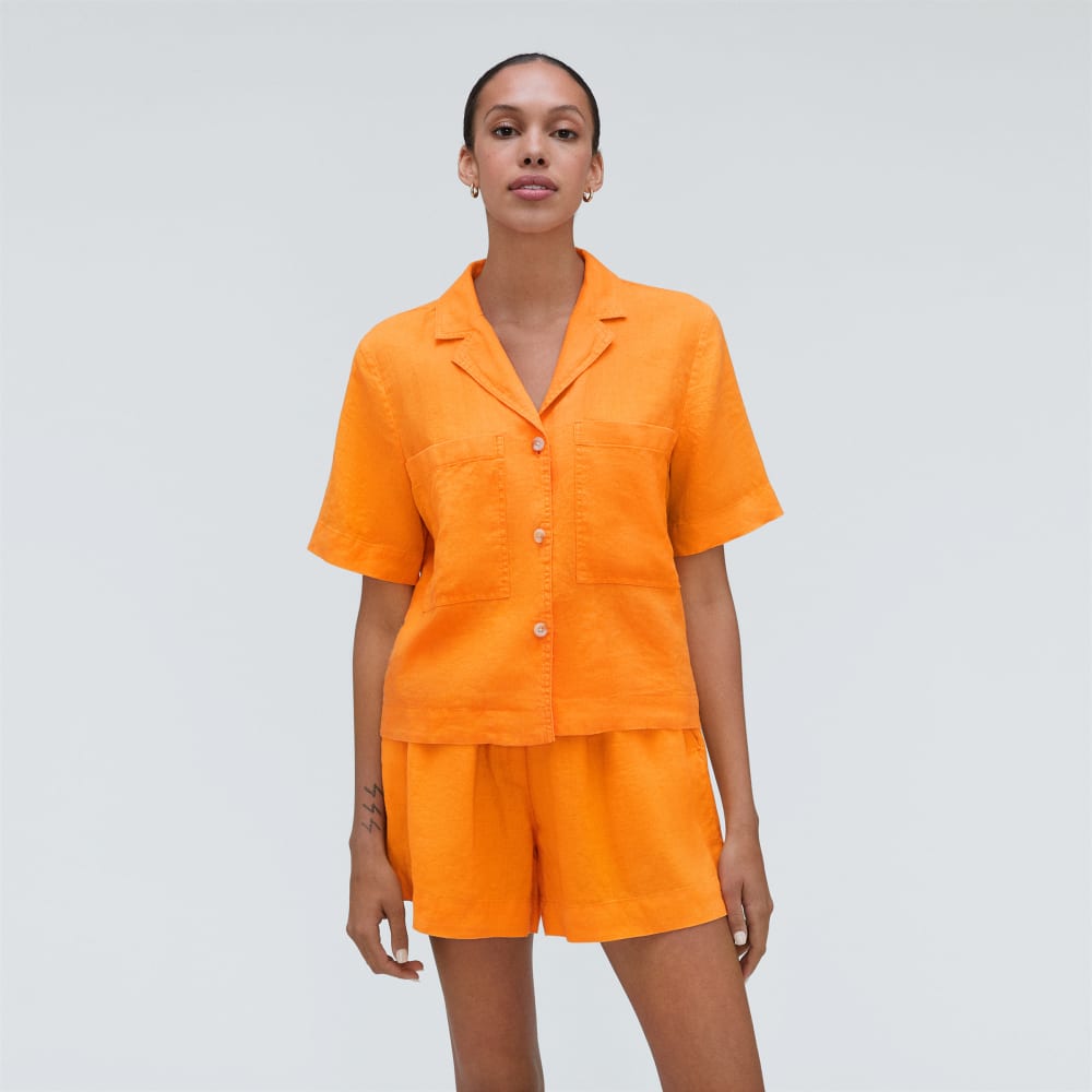 The Linen Workwear Shirt in Turmeric — alternate view