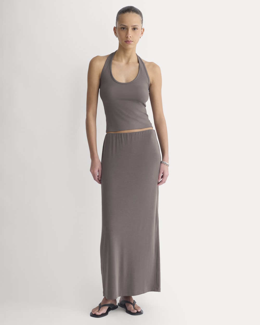 Maxi Skirt in Butterknit in Charcoal Grey — front view