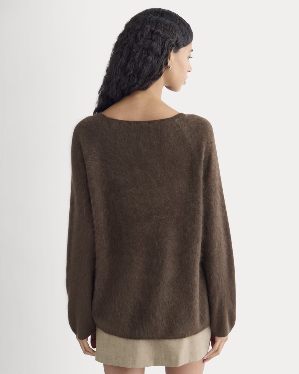 Lush Cashmere Boatneck Sweater in Raven — detail view