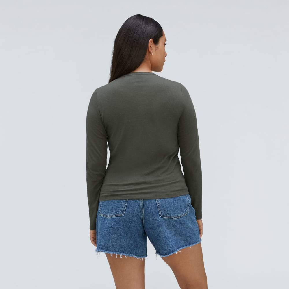 The Organic Cotton Long-Sleeve Crew in Kambaba — detail view