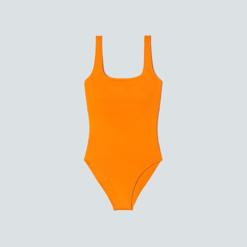 The Square-Neck One-Piece in Turmeric — front view