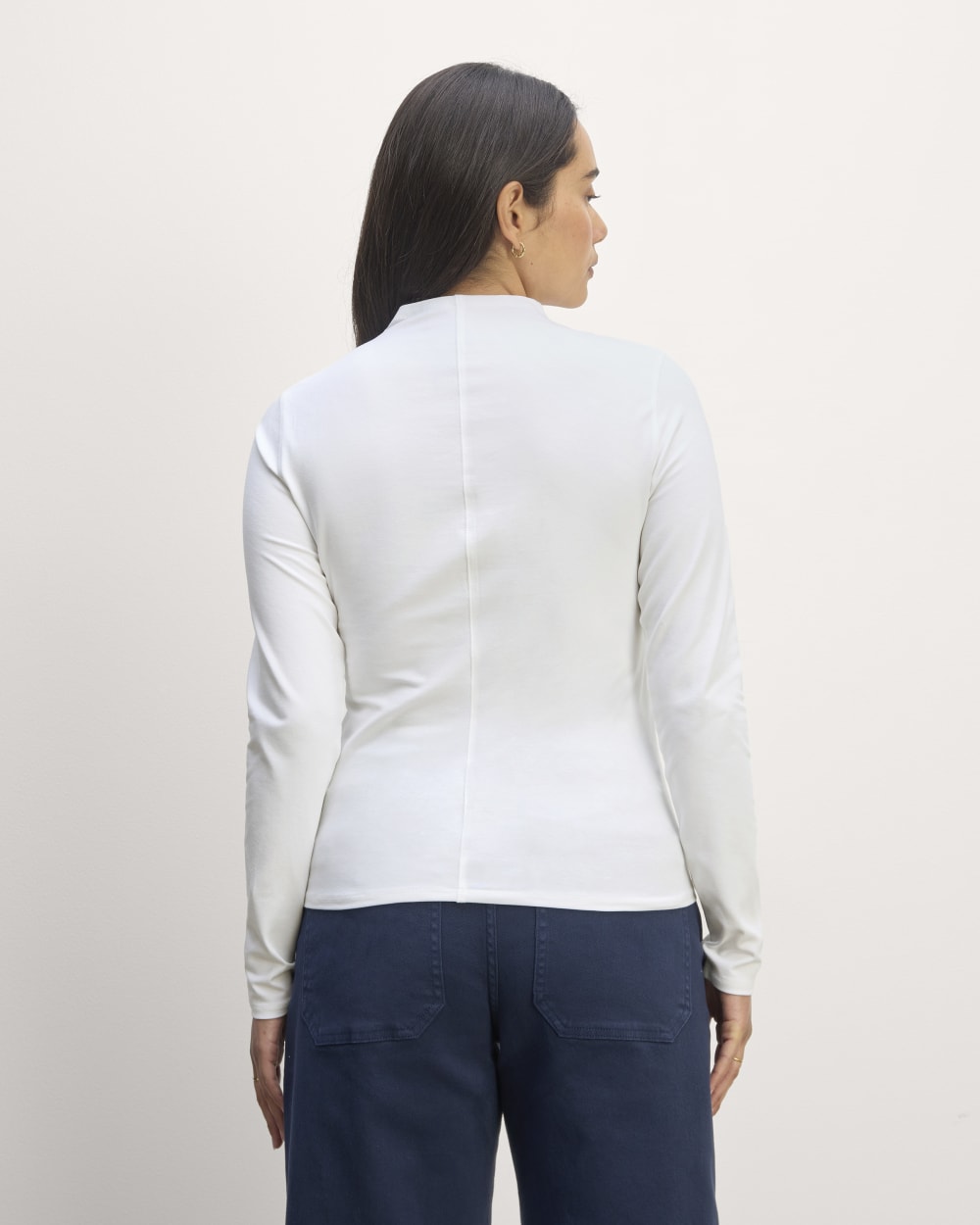 The Form Funnel-Neck Tee in White — detail view