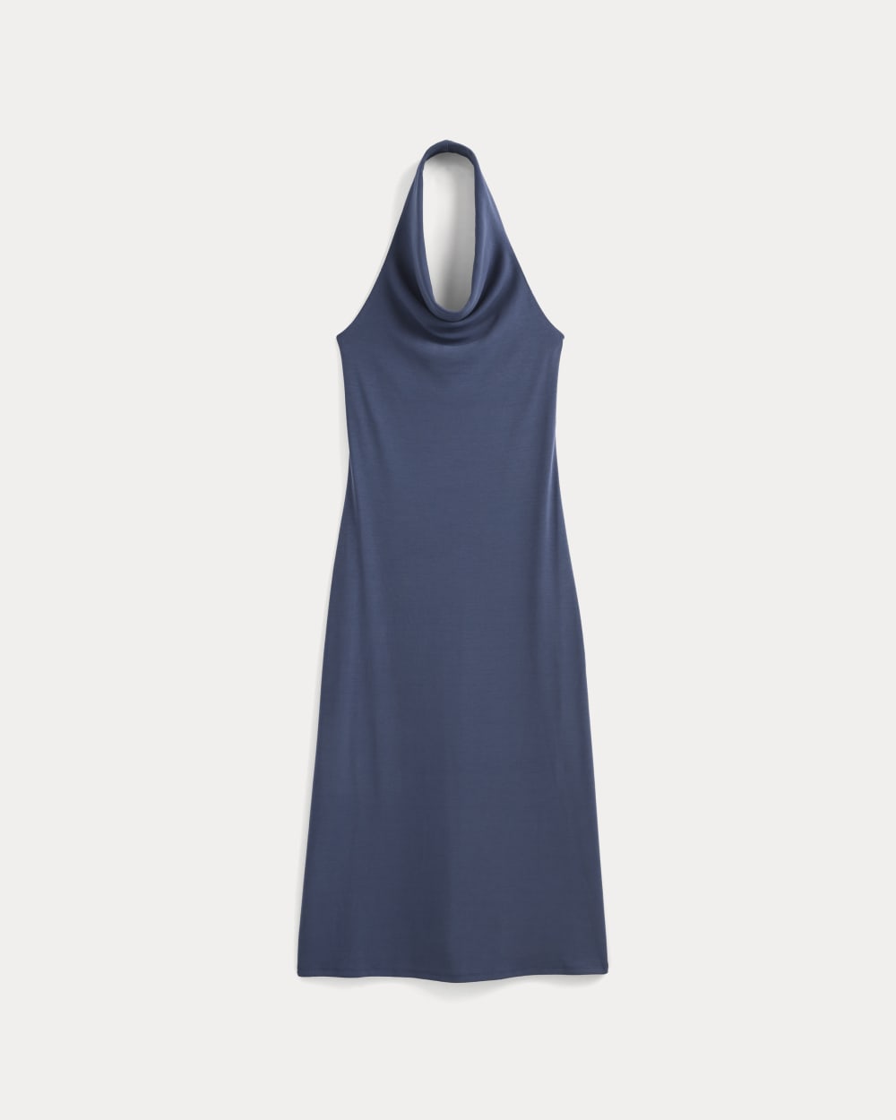 Cowlneck Halter Dress in Butterknit in Washed Navy — alternate view