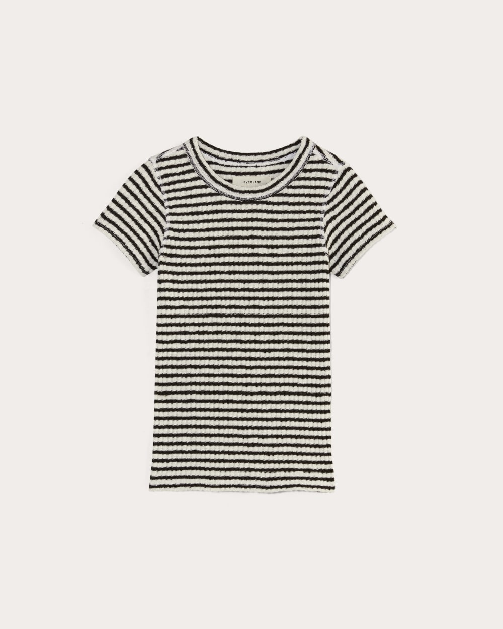 The Cozy Rib Tee in Black / Bone — alternate view